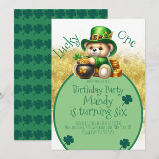 St.Patrick's Day Bären Niedliche Geburtstag Lucky Einladung