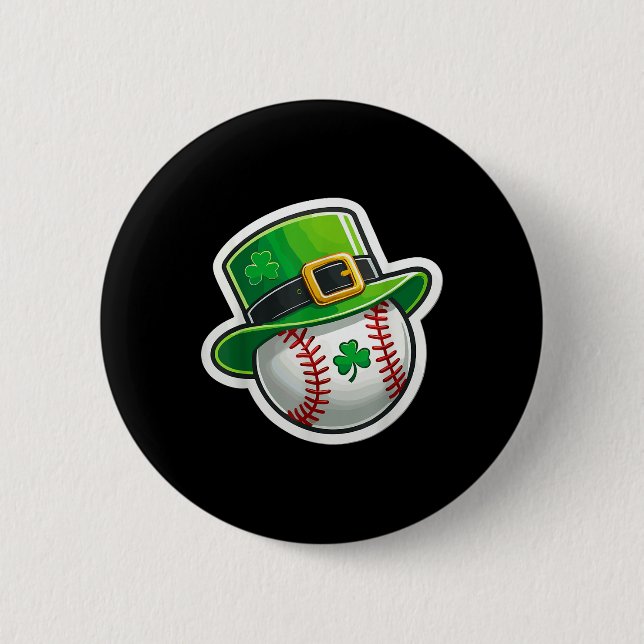 St. Patrick's Day Baseball Clover Hat Lucky Shamro Button (Vorderseite)