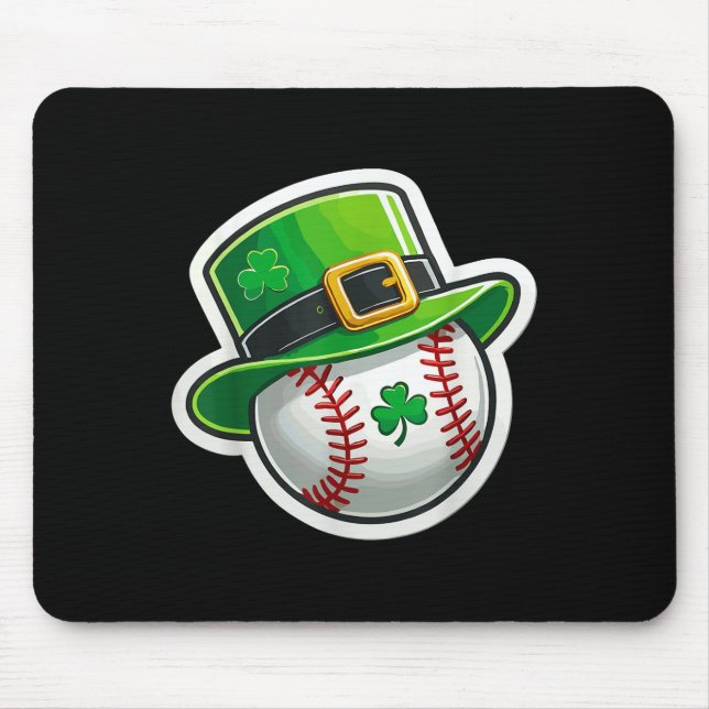 St. Patrick's Day Baseball Clover Hat Lucky Shamro Mousepad (Vorne)