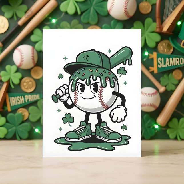 St. Patrick's Day Baseball Glückskleeblatt Feiertagskarte (Von Creator hochgeladen)