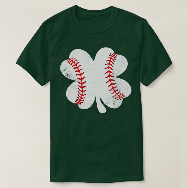 St Patricks Day Baseball in einer Klee T-Shirt (Design vorne)