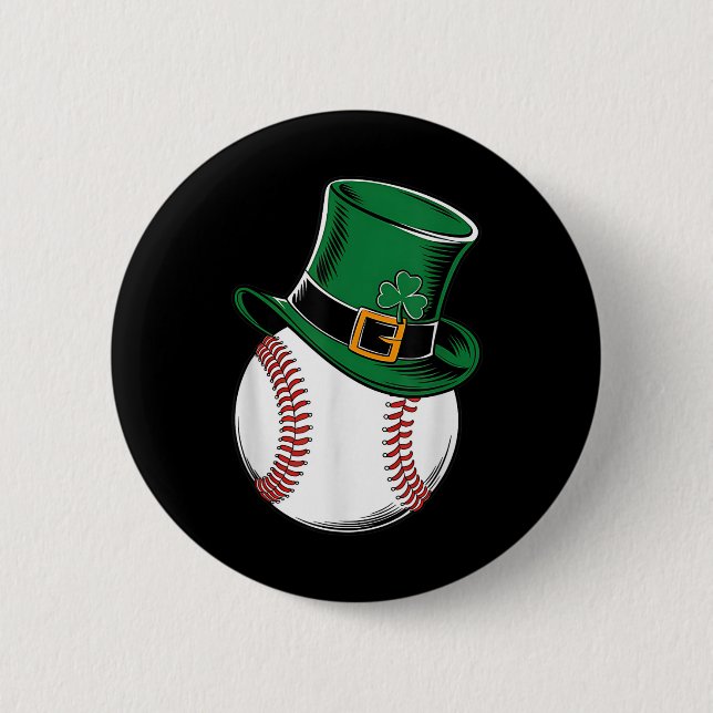 St Patricks Day Baseball Kleeblatt Button (Vorderseite)