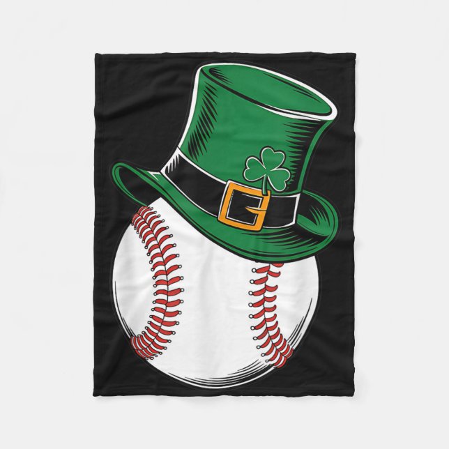 St Patricks Day Baseball Kleeblatt Fleecedecke (Vorderseite)