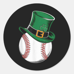 St Patricks Day Baseball Kleeblatt Runder Aufkleber