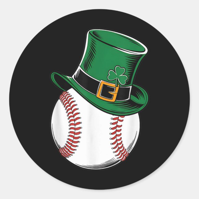 St Patricks Day Baseball Kleeblatt Runder Aufkleber (Vorderseite)