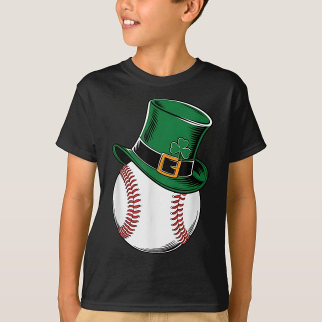 St Patricks Day Baseball Kleeblatt T-Shirt (Vorderseite)