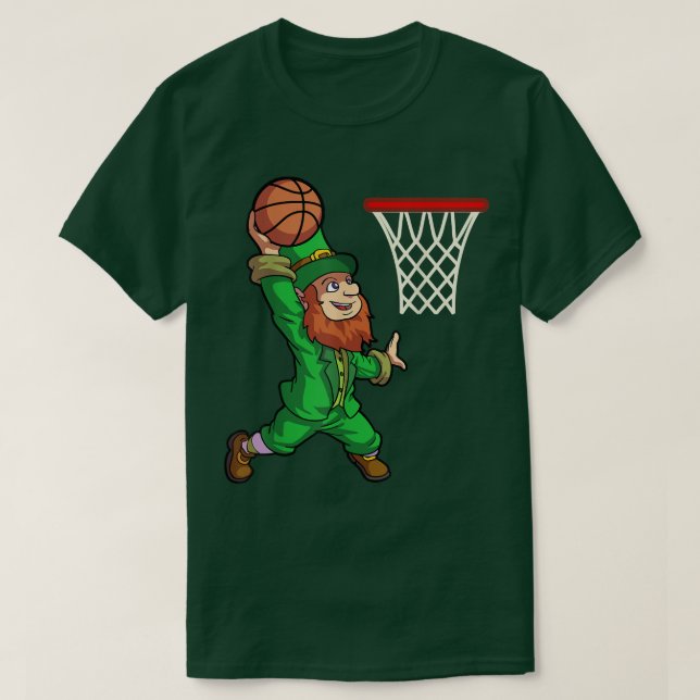 St Patricks Day Basketball Dunk Leprechaun Boys Ki T-Shirt (Design vorne)