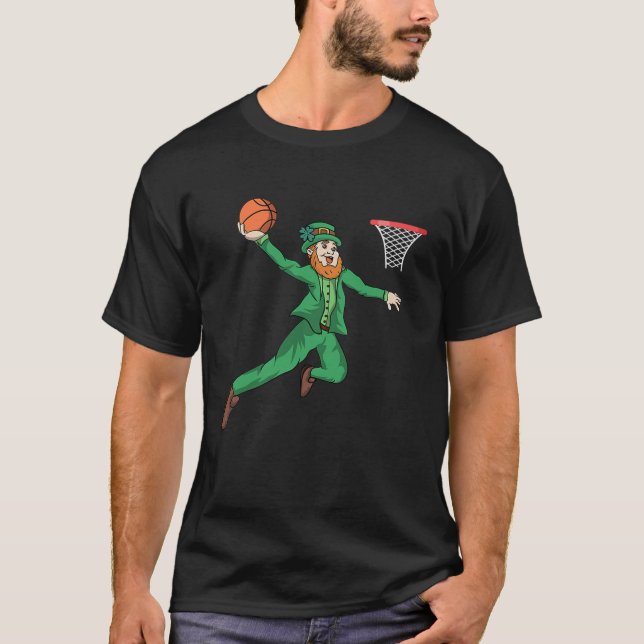 St Patricks Day Basketball Dunk Leprechaun Premium T-Shirt (Vorderseite)