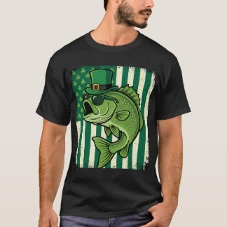 St. Patricks Day Bass Leprechaun Angeln Lustiger E T-Shirt