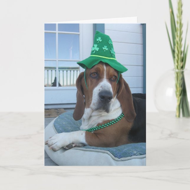 St. Patrick's Day Basset Hound Card Karte (Vorderseite)