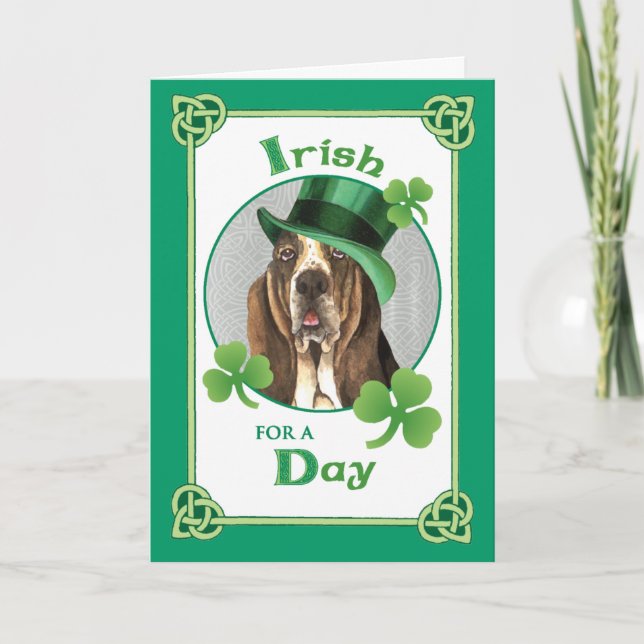 St. Patrick's Day Basset Karte (Vorderseite)