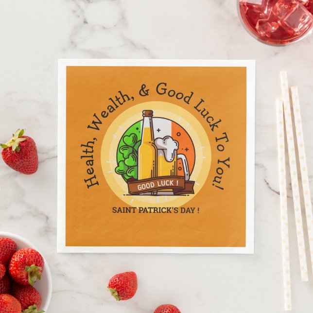 St Patricks Day Beer & Flag Edit Message Serviette (Beispiel)