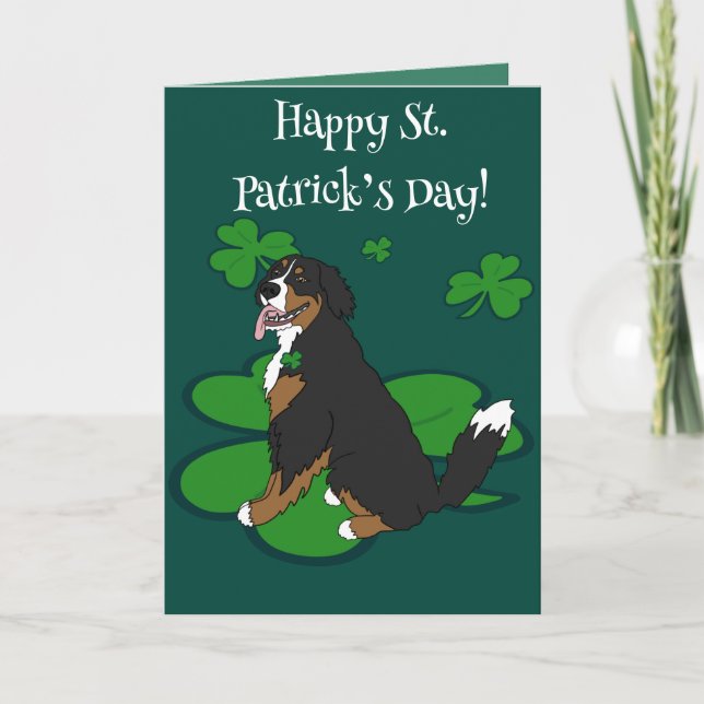 St. Patrick's Day Bernese Mountain Dog Karte (Vorderseite)