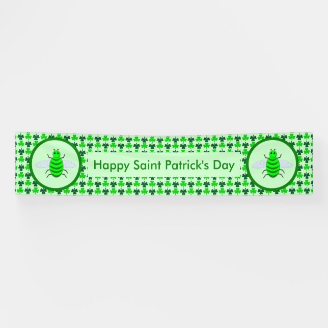 St. Patricks Day Bienen und Kleeblätter Banner (Horizontal)