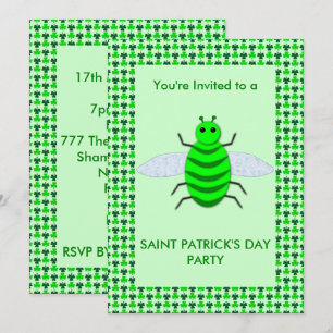 St. Patricks Day Bienen und Kleeblätter Einladung