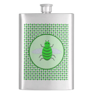 St. Patricks Day Bienen und Kleeblätter Flachmann