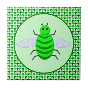 St. Patricks Day Bienen und Kleeblätter Fliese