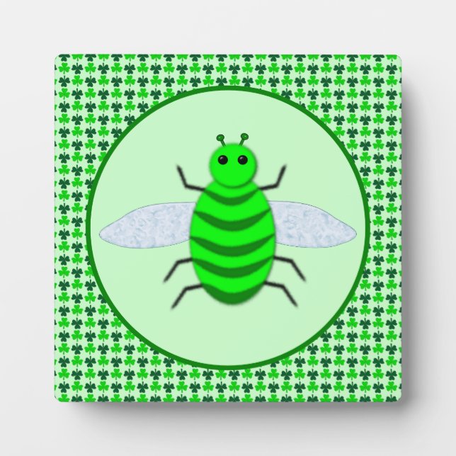 St. Patricks Day Bienen und Kleeblätter Fotoplatte (Vorderseite)