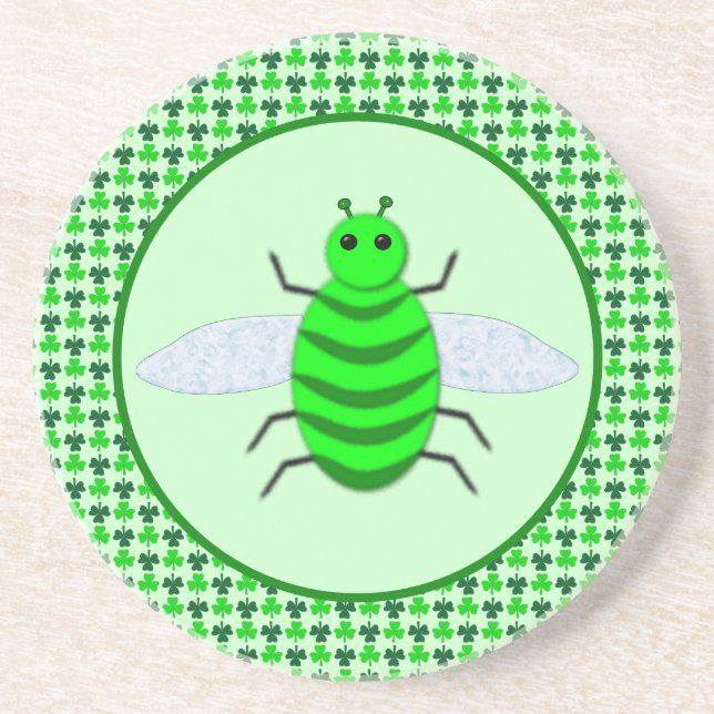 St. Patricks Day Bienen und Kleeblätter Getränkeuntersetzer (Vorne)