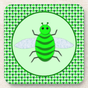 St. Patricks Day Bienen und Kleeblätter Getränkeuntersetzer