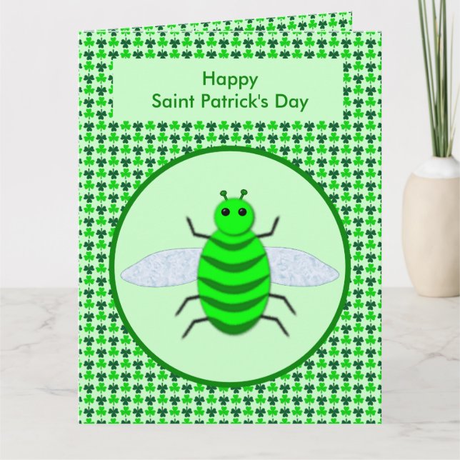 St. Patricks Day Bienen und Kleeblätter Karte (Vorderseite)