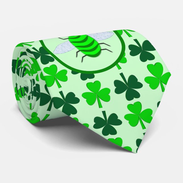 St. Patricks Day Bienen und Kleeblätter Krawatte (Gerollt)