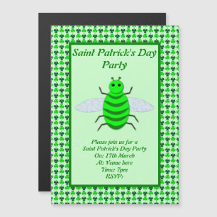 St. Patricks Day Bienen und Kleeblätter Magneteinladung