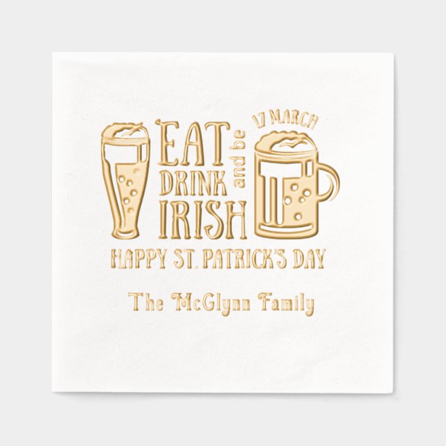 St. Patrick's Day, Bier, essen Drink sei irisch Servietten Mit Folie (Vorderseite)