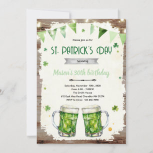 St. Patrick's Day Bier-Geburtstagseinladung Einladung