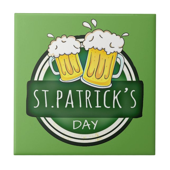 St. Patrick's Day, Bier Tasse, Irish Green Fliese (Vorderseite)