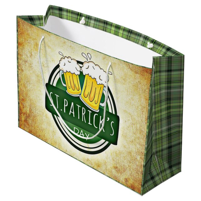 St. Patrick's Day Biere Große Geschenktüte (Rückseite Schrägansicht)