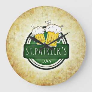 St. Patrick's Day Biere Große Wanduhr