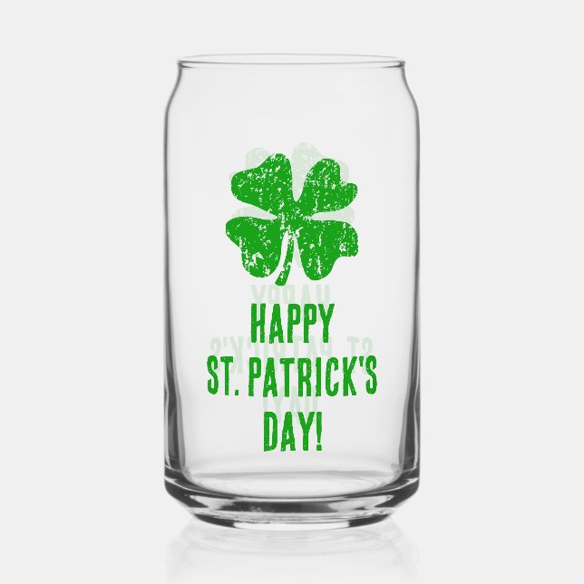 St. Patricks Day Bierglas mit Glücksklee Dosenglas (Vorderseite)