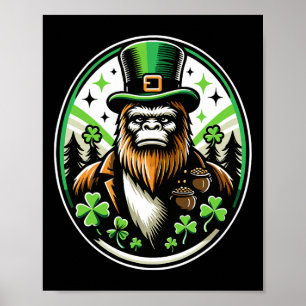 St. Patrick's Day Bigfoot Leprechaun Sasquatch Iri Poster