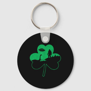 St Patricks Day Bigfoot Nessie Ufo Alien Shamrock  Schlüsselanhänger
