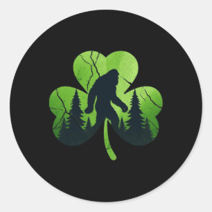 St Patricks Day Bigfoot Sasquatch Irischer Shamroc Runder Aufkleber