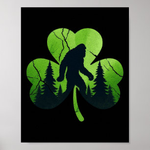St Patricks Day Bigfoot Sasquatch Irish Kleeblatt Poster