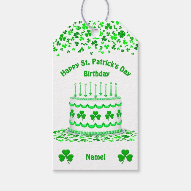 St Patrick's Day Birthday Cake Custom Candles Geschenkanhänger (Vorderseite)