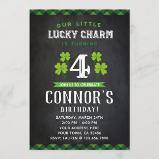 St Patrick's Day Birthday Einladung Chalkboard