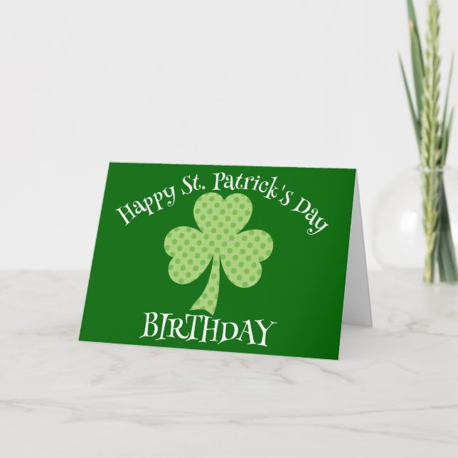 St Patricks Day Birthday Kleeblatt Polka dots Karte (Vorderseite)