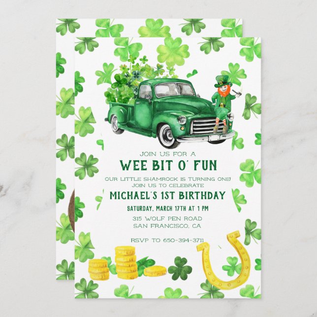 St. Patrick's Day Birthday Party Einladung (Vorne/Hinten)