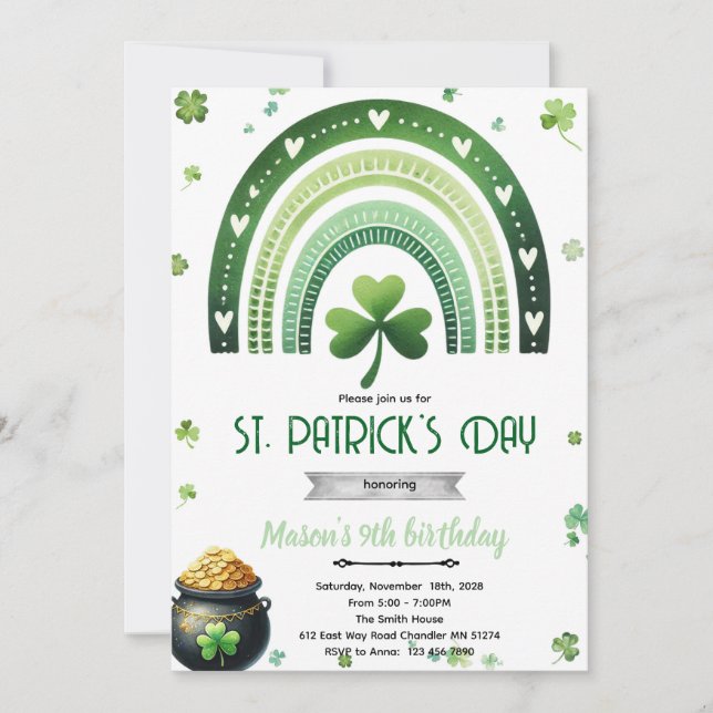 St. Patrick's Day Birthday party invitation Einladung (Vorderseite)