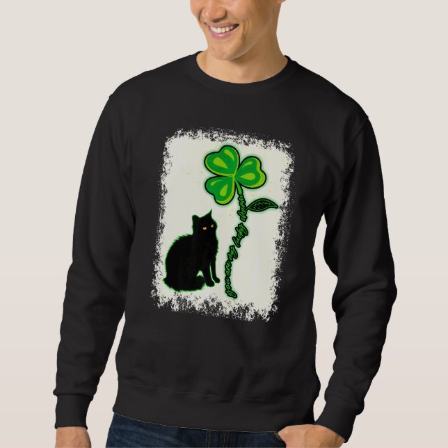 St Patricks Day Black Cat My Lucky Charm gebleicht Sweatshirt (Vorderseite)