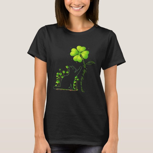 St Patricks Day Black Cat My Lucky Charm Shamrock T-Shirt (Vorderseite)