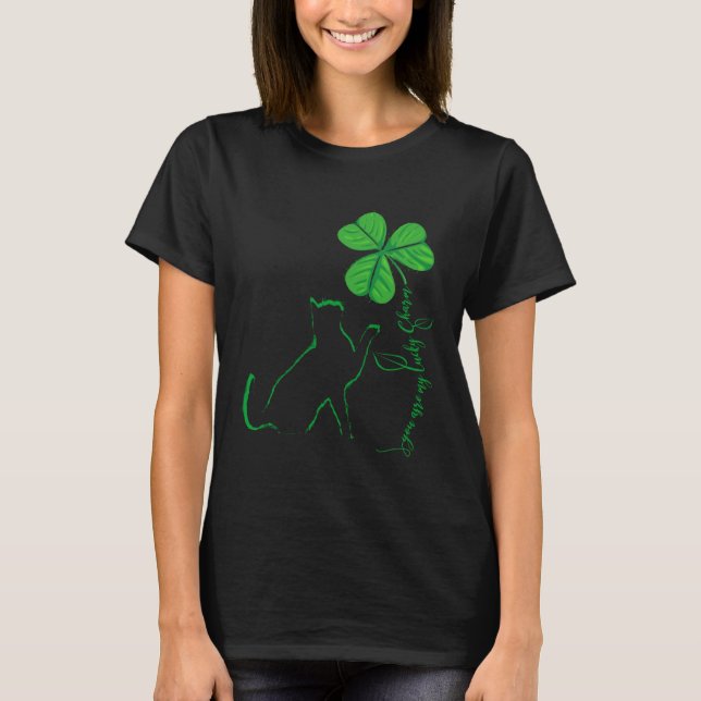 St Patricks Day Black Cat My Lucky Charm Shamrock  T-Shirt (Vorderseite)