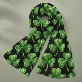 St Patrick's Day Black Green Kleeblatts Chiffon Schal