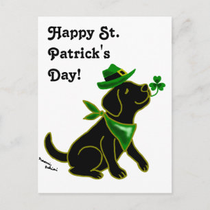 St. Patrick's Day Black Labrador Postkarte