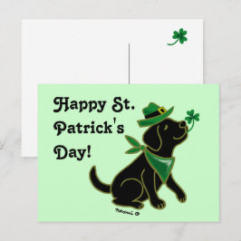 St. Patrick's Day Black Labrador Postkarte