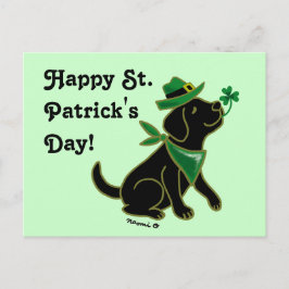 St. Patrick's Day Black Labrador Postkarte