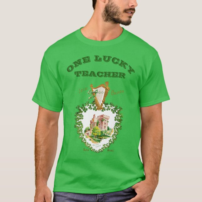 St Patricks Day Blarney Castle Irish Lucky Teacher T-Shirt (Vorderseite)
